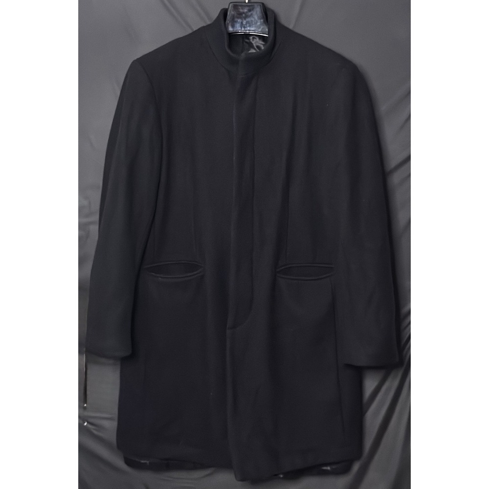 Size Medium - La Chateau Wool Coat Button Front Black